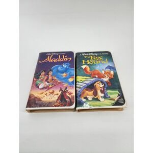 Disney Black Diamond VHS Lot Aladdin 1662 and The Fox and the Hound 2041 Vintage